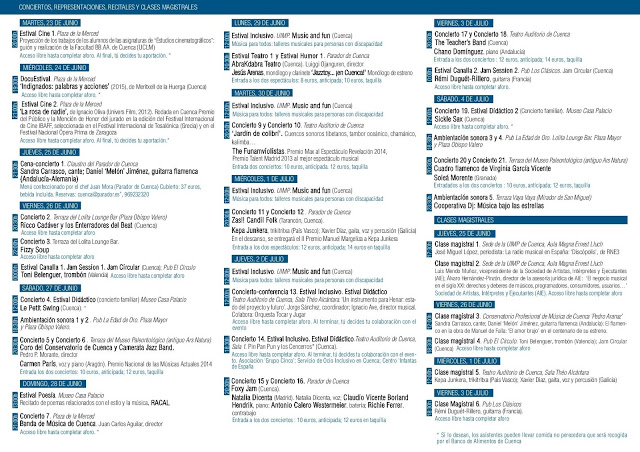 FOLLETO DE LA PROGRAMACIÓN DE ESTIVAL CUENCA